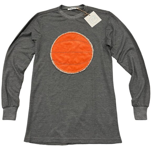 Lost Petal Linens Lightweight Thermal Long Sleeve T-Shirt Basketball Applique - Picture 1 of 6